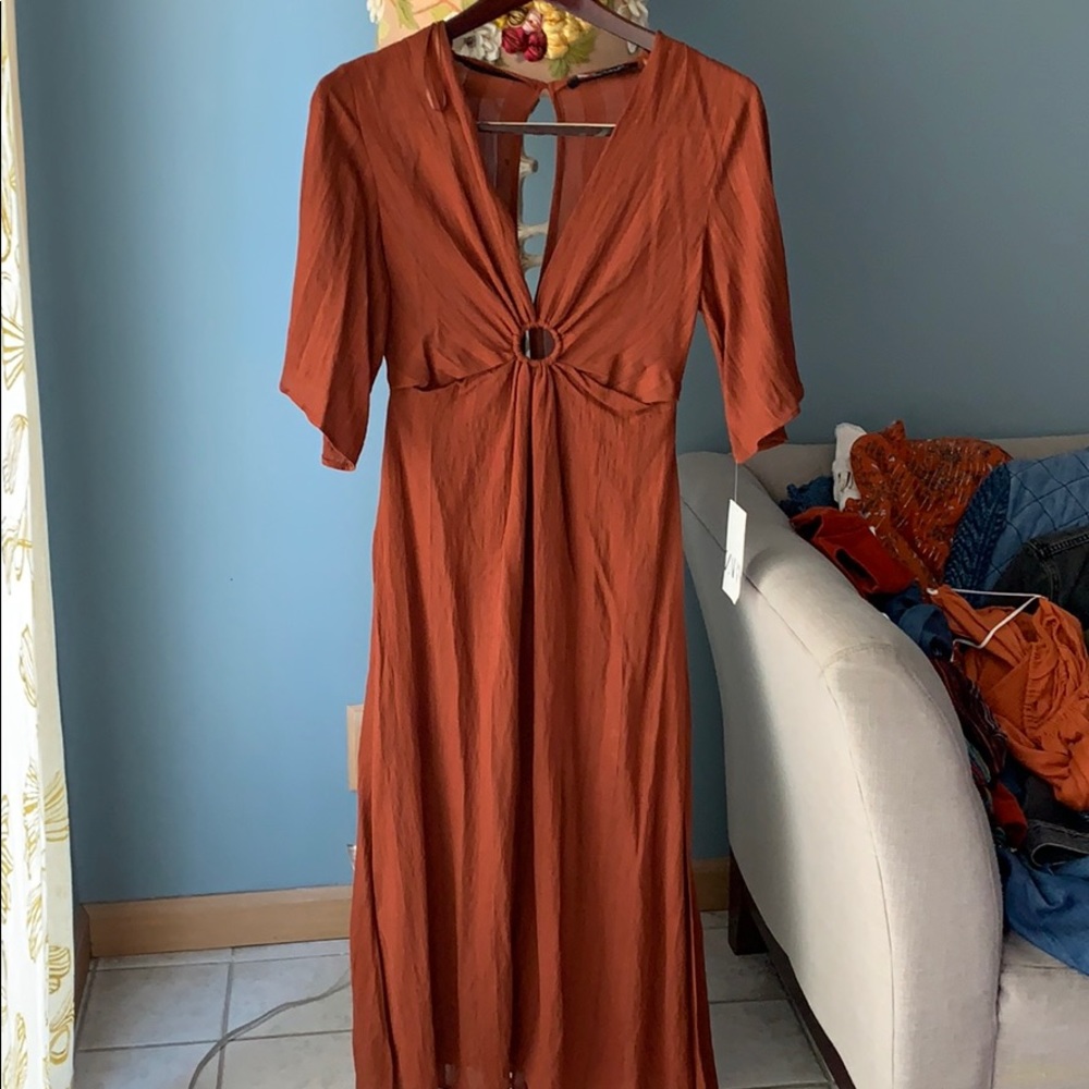 Burnt Orange cut out Zara dress